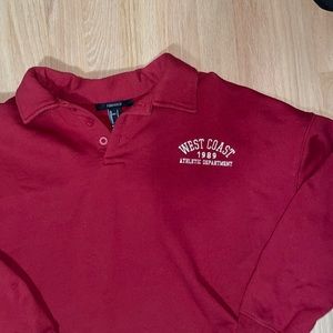 Forever 21 Long Sleeve Collared Crop Top - Red